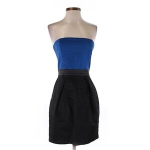 French Connection Cocktail Blue and Black Strapless Dress with Pockets Size 0